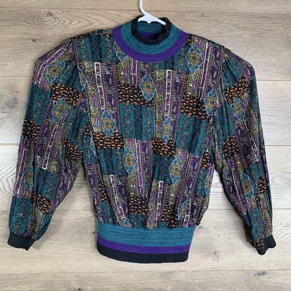 Donna Toran Womans L Skirt and Blouse Shoulder Pads 2 Piece Knit Collar Sleeves - Picture 2 of 12